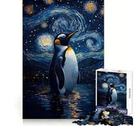 Puzzle de 1000 pièces Pingouin sous Un Ciel étoilé pour Adolescents, Jeu de logique et de réflexion, détente mentale, découpe précise, Cadeau de Noël (38x52cm)