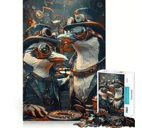 Puzzle de 1000 pièces Pingouin Steampunk Animal Jeu de réflexion Découpe de Haute précision Défi Amusant pour Passer Le Temps (38x26cm)