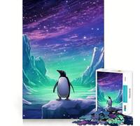 Puzzle de 1000 pièces Pingouins et aurores boréales pour Adultes et Adolescents Un Casse-tête Relaxant et Artistique, Un Cadeau Original (38x52cm)