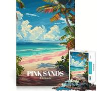 Puzzle de 1000 pièces Pink Sands Bahamas pour Adolescents, Affiche de Voyage, Jouet ludique et créatif, décoration Murale Transparente (38x52cm)