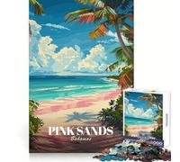 Puzzle de 1000 pièces Pink Sands Bahamas pour Adolescents, Affiche de Voyage, Jouet ludique et créatif, décoration Murale Transparente (38x52cm)