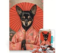Puzzle de 1000 pièces Pinscher Miniature Geisha Jeu Manuel Cadeau d'anniversaire présent Unique pour Un Anniversaire ou Noël 50x75cm