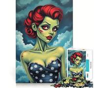 Puzzle de 1000 pièces Pinup Zombie Jeu de mémoire de qualité supérieure,découpé au Laser Activité captivante pour des soirées tranquilles (50x75cm)