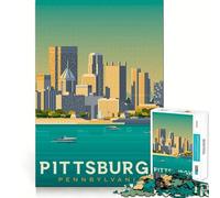 Puzzle de 1000 pièces Pittsburgh Affiche de Voyage Jeu d'assemblage Facile Cadeau Intelligent et ludique Décoration de Noël (38x26cm)