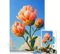 Puzzle de 1000 pièces Pivoines en Fleurs Couleur pêche,Jeu d'assemblage précis,Jouet créatif et Amusant,Jeu de Paix,Cadeau de Noël apaisant (38x26cm)
