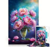 Puzzle de 1000 pièces Pivoines Roses dans Un Vase pour Adultes, idéal pour développer Ses capacités cognitives et réduire Le Stress Décoration Murale aux Bords précis (50x75cm)