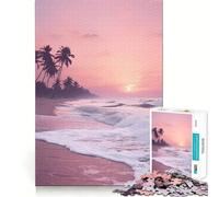 Puzzle de 1000 pièces Plage de Sable, océan, Coucher de Soleil pour Adolescents, Jeu de logique Stimulant, Divertissement d'intérieur, Bords de qualité supérieure, Cadeau mémorable (50x75cm)