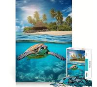 Puzzle de 1000 pièces Plage des Tortues Marines pour Adultes, Jeu de logique et de réflexion, découpe précise, Cadeau élégant (38x26cm)