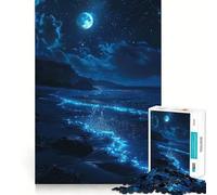 Puzzle de 1000 pièces Plage et Ciel Nocturne pour Adolescents, Jeu de réflexion Anti-Stress, Bords précis, (38x26cm)