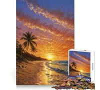 Puzzle de 1000 pièces Plage Tropicale au Coucher du Soleil pour Adultes, idéal pour développer l'esprit d'analyse, se détendre et s'évader Cadeau de Saison (38x26cm)