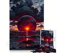 Puzzle de 1000 pièces Planète Rouge émergeant de l'océan pour Adolescents, Jeu de logique Puissant, Moments en Famille, Bords Nets, Surprise chaleureuse (38x26cm)