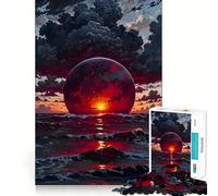 Puzzle de 1000 pièces Planète Rouge émergeant de l'océan pour Adolescents, Jeu de logique Puissant, Moments en Famille, Bords Nets, Surprise chaleureuse (38x26cm)