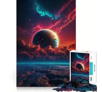 Puzzle de 1000 pièces Planète se lève dans la nébuleuse pour Adolescents, Jeu d'entraînement cérébral, Moment de détente, Cadeau saisonnier (50x75cm)