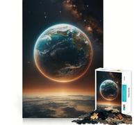 Puzzle de 1000 pièces Planète Terre Espace Étoiles pour Adolescents Stimule la mémoire Moments de sérénité Qualité supérieure Cadeau d'anniversaire (38x52cm)