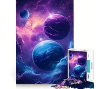 Puzzle de 1000 pièces Planètes avec nébuleuse en arrière-Plan pour Adolescents, Jeu de logique et de Train, décoration Murale légère et relaxante aux découpes Lisses (50x75cm)