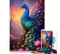 Puzzle de 1000 pièces Plume de Paon pour Adultes et Adolescents, Jeu cérébral, Divertissement paisible, Bords Nets, Cadeau mémorable (38x26cm)