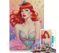 Puzzle de 1000 pièces Poésie rousse pin-up Florale pour Adolescents, Jouet de logique Stimulant, Divertissement d'intérieur, Bords de qualité supérieure, Cadeau mémorable (50x75cm)