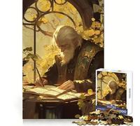 Puzzle de 1000 pièces Poète écrivant Un poème pour Adultes Jeu Intelligent et ludique Bords Nets pour Les vœux du Père Noël (50x75cm)