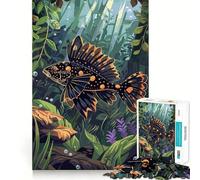Puzzle de 1000 pièces Poissons noirs et dorés dans un monde sous-marin luxuriant, jeu de logique, jeu de relaxation, 50 x 75 cm