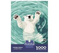 Puzzle De 1000 Pièces Polar Bear Swimming in Water Puzzles pour Adultes : Un Casse-tête Amusant Et Stimulant À Réaliser. Cadeaux d'anniversaire Et De Noël Uniques 52x38cm/1000pcs