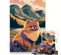 Puzzle de 1000 pièces Poméranien Nature Pom Pom pour Adolescents Jeu de réflexion apaisant Qualité supérieure Cadeau de Noël (38x26cm)