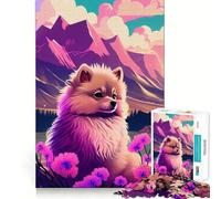Puzzle de 1000 pièces Poméranien Nature Pom Pom pour Adultes et Adolescents Se remémorer, stimuler, Calmer, s'évader Découpe Lisse Cadeau touchant (38x52cm)