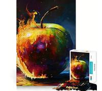 Puzzle de 1000 pièces Pomme en feu Art Abstrait Découpe précise Jouet Amusant et Stimulant Mental Jeu de détente Jeu d'anniversaire Art Découverte (38x26cm)
