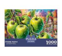 Puzzle de 1000 pièces « Pommier sous la Pluie » pour Adultes Papier recyclé, Pommes Vertes, Feuillage Luxuriant, Cadeau et activité ludiques pour la Maison, Excellente idée Cadeau, 38 x 26 cm /1000p