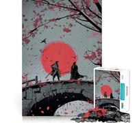 Puzzle de 1000 pièces Pont de Pierre et Duel de samouraïs pour Adolescents stimule la mémoire, se détend et s’Amuse Un Cadeau élégant et de qualité supérieure (38x26cm)