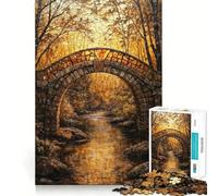 Puzzle de 1000 pièces Pont de Pierre et forêt d'automne pour Adultes, 1000 pièces, Jeu de logique et de Construction Amusant et précis, Cadeau mémorable 38x52cm