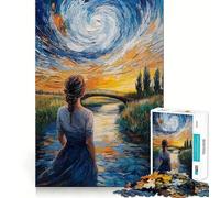 Puzzle de 1000 pièces Pont sous la Nuit étoilée pour Adolescents Un Jeu Stimulant et Relaxant à Assembler, Un 50x75cm