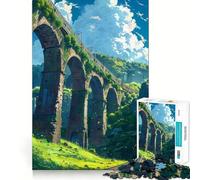 Puzzle de 1000 pièces Pont,Train,Paysage Jeu de réflexion précis et Amusant Idéal pour Un Moment de détente et de Calme Cadeau de Noël apaisant (50x75cm)