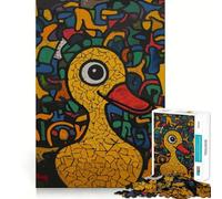 Puzzle de 1000 pièces Pop Art Canard Jaune Doodle pour Adultes et Adolescents Se Souvenir, se détendre, s'évader Découpe Lisse Cadeau touchant (38x26cm)
