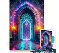 Puzzle de 1000 pièces Portail Néon en vitrail, idéal pour Adultes, pour stimuler la mémoire, s'amuser à l'intérieur et Offrir Un Cadeau de Noël (50x75cm)