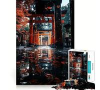 Puzzle de 1000 pièces Porte Torii d'automne Découpe précise Jeu Stimulant pour Le Cerveau Loisirs et Divertissement Décoration de Noël Cadeau (38x26cm)