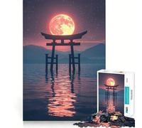 Puzzle de 1000 pièces Porte Torii de la Lune Rouge pour Adolescents, idéal pour stimuler la mémoire, se détendre en Douceur, Cadeau d'anniversaire de qualité supérieure (38x26cm)