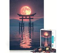 Puzzle de 1000 pièces Porte Torii de la Lune Rouge pour Adolescents, Jeu de Puzzle Stimulant la réflexion, Jeu de Groupe, Art Assembler, Cadeau Classique (50x75cm)