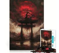 Puzzle de 1000 pièces Porte Torii de la Lune Rouge pour Adolescents Renforce Les Liens familiaux Bordure précise Cadeau attentionné (38x26cm)