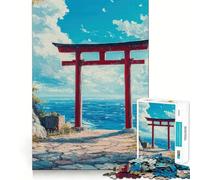Puzzle de 1000 pièces Porte Torii Rouge au Bord de la mer pour Adolescents, Jeu de logique et de réflexion, Passe-Temps Calme, Bords Lisses, Cadeau de qualité supérieure (50x75cm)