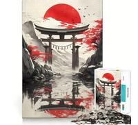 Puzzle de 1000 pièces Porte Torii sous Le Soleil Rouge pour Adolescents Stimule la mémoire, réduit Le Stress, découpe de qualité supérieure, Cadeau précieux 50x75cm