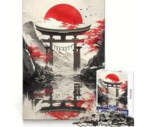 Puzzle de 1000 pièces Porte Torii sous Le Soleil Rouge pour Adolescents Stimule la mémoire, réduit Le Stress, découpe de qualité supérieure, Cadeau précieux 50x75cm
