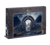 Puzzle de 1000 pièces « Porte vers Valhalla » - Portail monumental dans un paysage montagneux accidenté avec atmosphère mystique et nordique - Motif viking épique - Qualité du puzzle fabriqué en