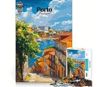Puzzle de 1000 pièces Porto,Portugal Affiche de Voyage Décoration idéale Jeu cognitif Cadeau Facile à Jouer Cadeau d'anniversaire (38x26cm)