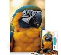 Puzzle de 1000 pièces Portrait d'ara Bleu et Or Jeu de Construction à articulations nettes,Jeu de Concentration et de Silence,idéal pour Un Anniversaire (38x26cm)