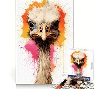 Puzzle de 1000 pièces Portrait d'autruche pour Adultes pour stimuler la mémoire et se détendre mentalement Découpe de qualité supérieure Surprise chaleureuse (38x26cm)
