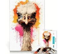 Puzzle de 1000 pièces Portrait d'autruche pour Adultes pour stimuler la mémoire et se détendre mentalement Découpe de qualité supérieure Surprise chaleureuse (38x26cm)