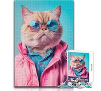 Puzzle de 1000 pièces Portrait de Chat à l'ancienne pour Adolescents Jeu éducatif d'observation et de développement du Sens de l'observation et Symbolique pour Les fêtes Dimensions38x26cm