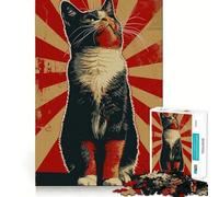 Puzzle de 1000 pièces Portrait de Chat Art Urbain Jeu d'articulation précis Activité cérébrale Jeu Amusant et divertissant Cadeau d'anniversaire Artistique (38x52cm)