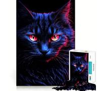 Puzzle de 1000 pièces Portrait de Chat néon pour Adultes et Adolescents, Jeu cérébral, Divertissement paisible, Bords Nets, Cadeau mémorable (38x26cm)
