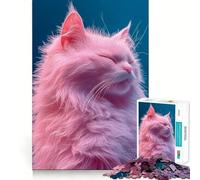 Puzzle de 1000 pièces Portrait de Chat Rose pour Adolescents, Jeu intellectuel, Moments en Famille, découpe de qualité, Cadeau Unique (38x26cm)